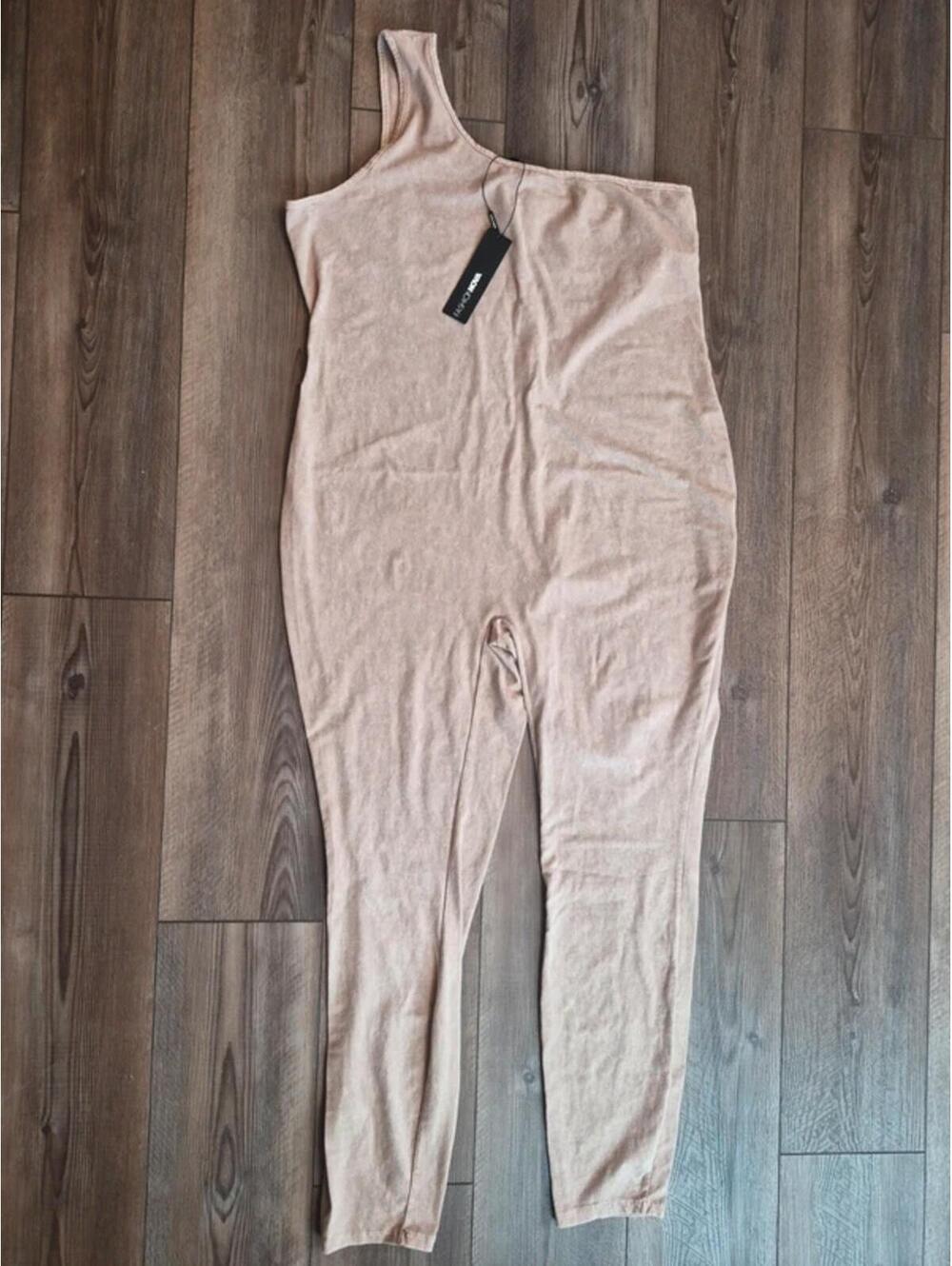 NWT Fashion Nova Season One Shoulder Mineral Wash Jumpsuit - 3X Taupe
